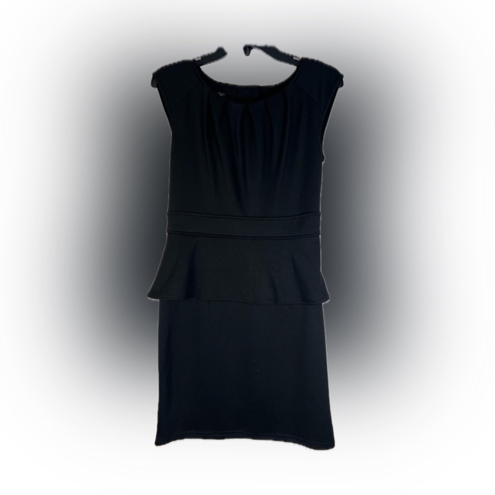 Spense Black Peplin Ruffle Dress Black Button down back NWT 6‎ petite